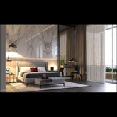 Trueliving Luxurious Sleigh Light masterbed Laminated Finish & PU Finish 6Ft *6Ft *1Ft